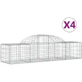 vidaXL Gabions avec arc surélevé 4 pcs. 200x50x40/60 cm Fer galvanisé