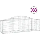vidaXL Gabions avec arc surélevé 8 pcs. 200x50x60/80 cm Fer galvanisé