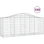 vidaXL Gabions avec arc surélevé 40 pcs. 200x50x80/100cm Fer galvanisé