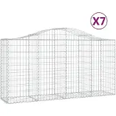 vidaXL Gabions avec arc surélevé 7 pcs. 200x50x100/120cm Fer galvanisé