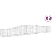 vidaXL Gabions avec arc surélevé 3 pcs. 400x50x40/60cm Fer galvanisé