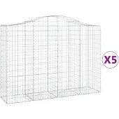 vidaXL Gabions avec arc surélevé 5 pcs. 200x50x140/160cm Fer galvanisé