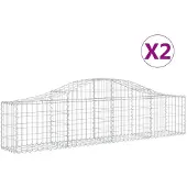 vidaXL Gabions avec arc surélevé 2 pcs. 200x30x40/60 cm Fer galvanisé