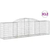 vidaXL Gabions avec arc surélevé 12 pcs. 300x50x80/100cm Fer galvanisé