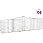 vidaXL Gabions avec arc surélevé 4 pcs. 400x30x100/120cm Fer galvanisé