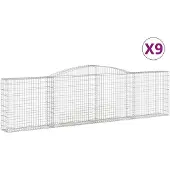 vidaXL Gabions avec arc surélevé 9 pcs. 400x30x100/120cm Fer galvanisé