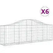 vidaXL Gabions 6 pcs voûtés 200x30x60/80 cm fer galvanisé
