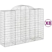 vidaXL Gabions avec arc surélevé 8 pcs. 200x50x140/160cm Fer galvanisé