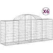 vidaXL Gabions 6 pcs voûtés 200x50x80/100 cm fer galvanisé
