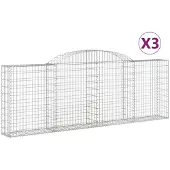 vidaXL Gabions avec arc surélevé 3 pcs. 300x30x100/120cm Fer galvanisé