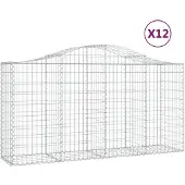 vidaXL Gabions avec arc surélevé 12 pcs 200x50x100/120cm Fer galvanisé