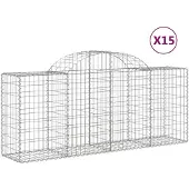 vidaXL Gabions avec arc surélevé 15 pcs. 200x50x80/100cm Fer galvanisé