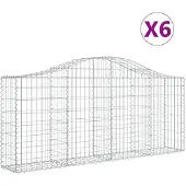 vidaXL Gabions avec arc surélevé 6 pcs. 200x30x80/100 cm Fer galvanisé