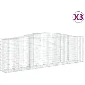 vidaXL Gabions avec arc surélevé 3 pcs. 400x50x120/140cm Fer galvanisé