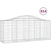 vidaXL Gabions avec arc surélevé 14 pcs. 200x50x80/100cm Fer galvanisé