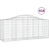 vidaXL Gabions avec arc surélevé 18 pcs. 200x50x80/100cm Fer galvanisé