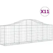 vidaXL Gabions 11 pcs voûtés 200x30x60/80 cm fer galvanisé