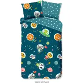 Good Morning Housse de couette enfant SPACY 140x200/220cm Bleu pétrole