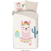 Good Morning Housse de couette enfant LLAMA 140x200/220 cm Multicolore