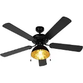 QAZQA Ventilateur de plafond noir et beige 130 cm avec cordon de serrage - Mistral Magna