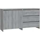 vidaXL Sideboard Gris Sonoma 2 pièces en bois composite