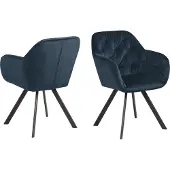 Actona Chaise de salle à manger pivotante Levon - bleu marine