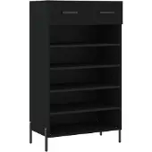 vidaXL Armoire à chaussures noir 60x35x105 cm bois d'ingénierie
