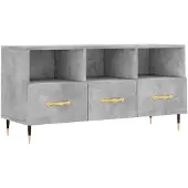 vidaXL Armoire TV gris béton 102x36x50 cm Bois composite