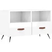 vidaXL Armoire TV blanc brillant 80x36x50 cm Bois composite