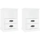 vidaXL Tables de chevet 2 pcs blanc brillant 43x36x60 cm