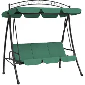 vidaXL Balancelle hollywoodienne avec toit vert 198 cm Tissu et acier