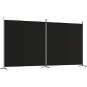 vidaXL Cloison de séparation 2 panneaux Noir 348x180 cm Tissu