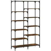 vidaXL Bibliothèque chêne fumé 100x32x170 cm bois d'ingénierie et fer
