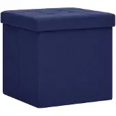 vidaXL Tabouret de rangement pliable Bleu Faux lin