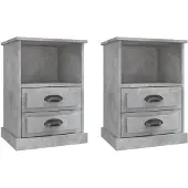 vidaXL Tables de chevet 2 pcs gris béton 43x36x60 cm