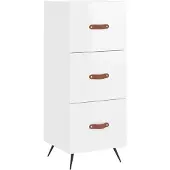 vidaXL Sideboard blanc brillant 34,5x34x90 cm Matériau dérivé du bois