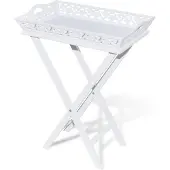 vidaXL Table d'appoint avec plateau Blanc