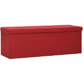 vidaXL Banc de rangement pliable Rouge bordeaux Faux lin
