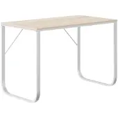 vidaXL Table d'ordinateur blanc et aspect chêne 110x60x73 cm Bois composite