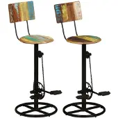 vidaXL Tabouret de bar 2 pcs. Vieux bois massif