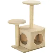 vidaXL Arbre à chat "Hohenselchow" en polyester beige. Dimensions (L/L/H) 40x30x60 cm