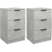 vidaXL Tables de chevet 2 pcs Gris béton 40x36x65 cm