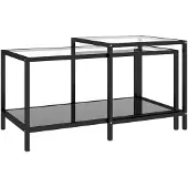 vidaXL Tables à thé 2 pcs Verre trempé Noir