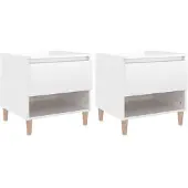 vidaXL Tables de chevet 2 pcs Blanc brillant 50x46x50 cm