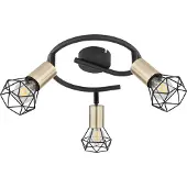 Globo Plafonnier Xara I noir avec or 3 lumières Ø 23cm