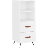 vidaXL Sideboard blanc brillant 34,5x34x90 cm Matériau dérivé du bois
