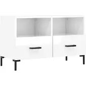 vidaXL Armoire TV blanc brillant 80x36x50 cm Bois composite