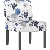 vidaXL Fauteuil sans accoudoirs bleu tissu avec fleurs
