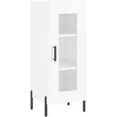 vidaXL Sideboard blanc brillant 34,5x34x90 cm Matériau dérivé du bois
