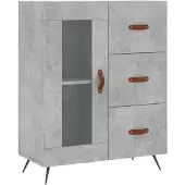 vidaXL Sideboard gris béton 69,5x34x90 cm Bois composite